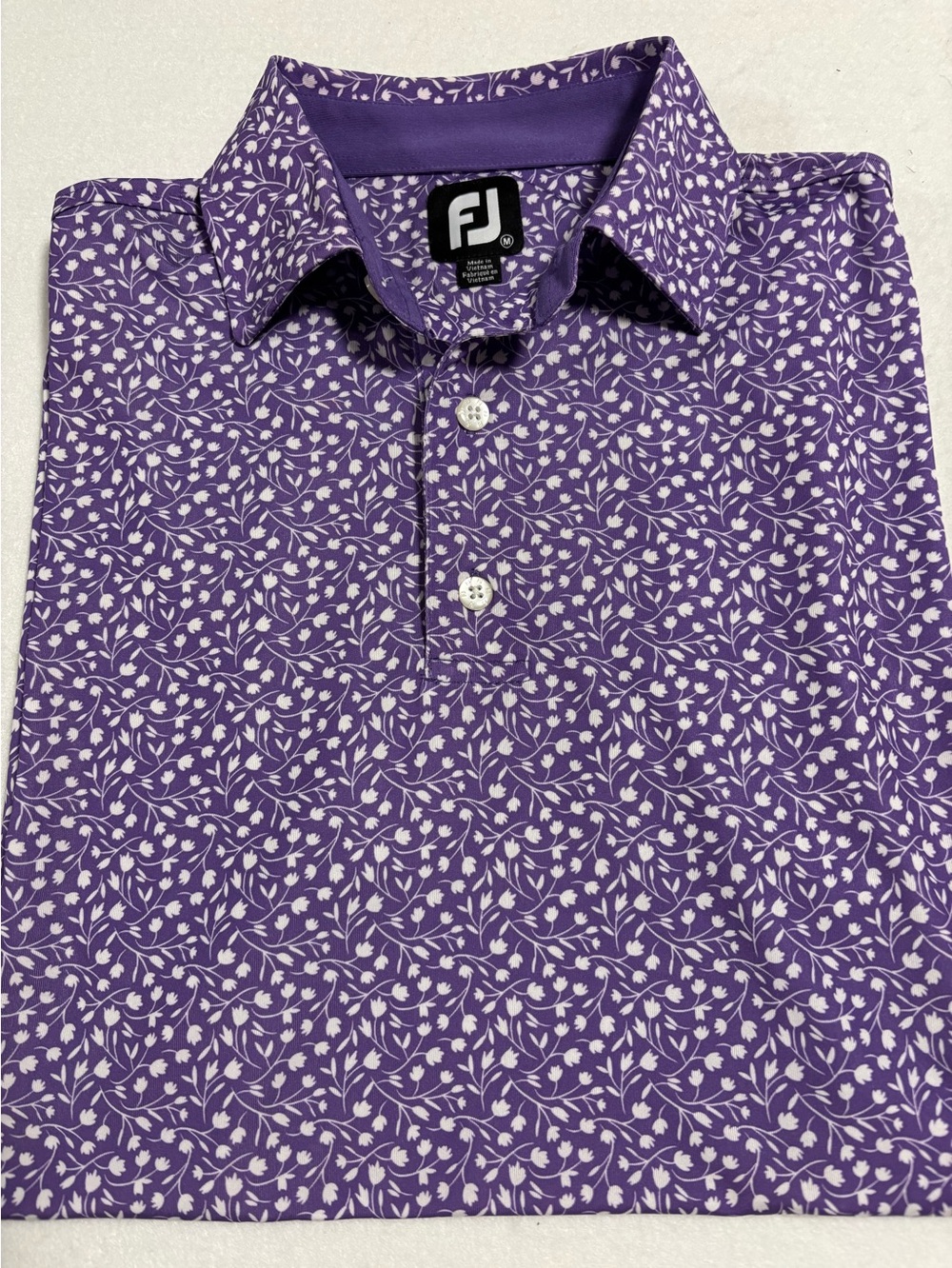 Men’s FootJoy Polo Short Sleeve Shirt : Violet & White 
Retail $130 pre tax
